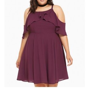 Georgette tulip cold shoulder dress